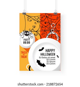 Cute bat. Happy Halloween card. Vector illustration