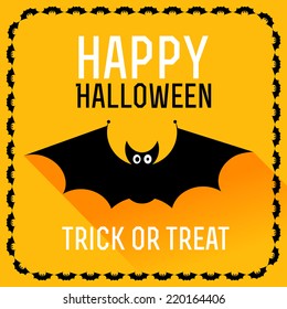 Cute bat. Happy Halloween card. Vector illustration