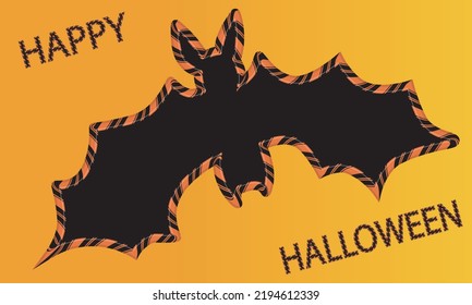 Cute bat for happy halloween with orange and black candy outline