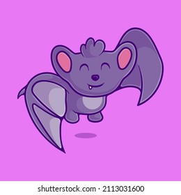 cute bat illustration with kid and game style with kid and game style suitable for mascot sticker and t-shirt design