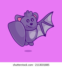 cute bat illustration with kid and game style with kid and game style suitable for mascot sticker and t-shirt design