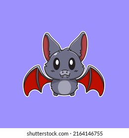 cute bat illustration vector for kids. cute bat smiling illustration drawing. cute flying bat drawing. clean illustration of cute bat