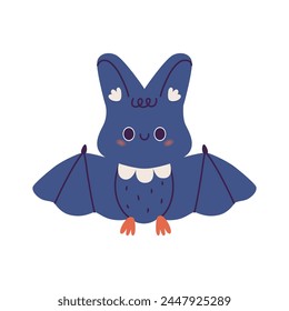 Cute bat in kawaii style. Vector flat illustration.