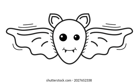 Cute bat in linear style for Halloween