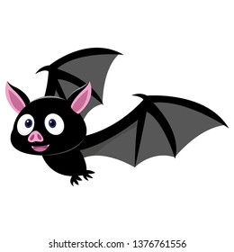 Cute bat looking for prey isolated on white background