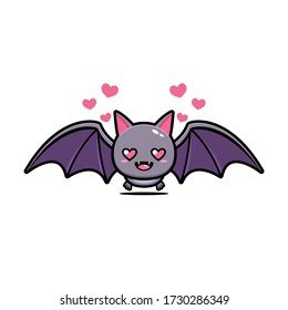 Cute bat love mascot vector design.