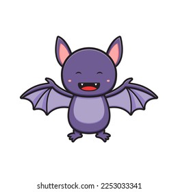 Cute bat mascot character cartoon icon illustration. Design isolated flat cartoon style