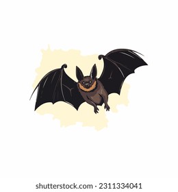 Cute bat. Night flying animal, a symbol of magic and witchcraft, Halloween. Cartoon vector illustration