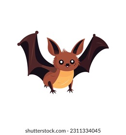 Cute bat. Night flying animal, a symbol of magic and witchcraft, Halloween. Cartoon vector illustration