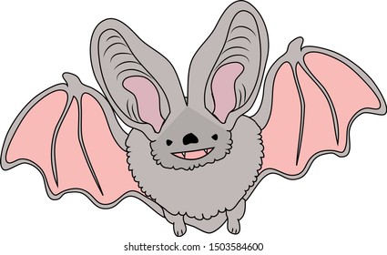 Cute bat on a white background. Cartoon character. Vector illustration