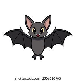 cute bat on white background. animal cartoon vector illustration