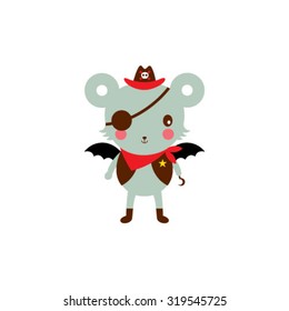 cute bat pirate vector