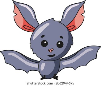 
cute bat purple color smiling flat style