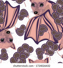 Cute bat  Seamless vector  easy to change color  This pattern is suitable for fabrics  t  shirts  gift wrapping  postcards   other printing surfaces 