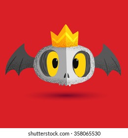 Cute bat skull with crown
