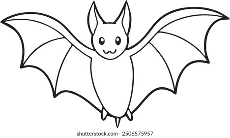 Ilustración linda del Arte vectorial del murciélago con un fondo blanco