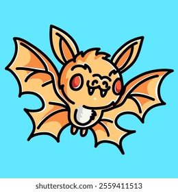 Cute Bat Vector Cartoon Illustration. Scary Object Icon Concept Isolated Premium Vector. Flat Cartoon Concept for Halloween. Cute Doodle Cartoon Illustration Style. Suitable for Any Project