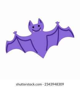 Cute bat. Vector doodle illustration. Halloween sticker.