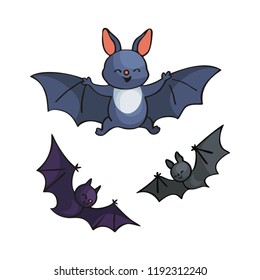 Cute bat. Vector illustration in doodle style isolated on white background.