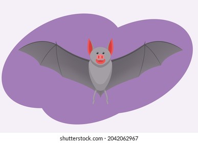 süße Fledermaus-Vektorgrafik, lustiges Lächeln, für Halloween-Dekoration, Flachdesign-Stil.