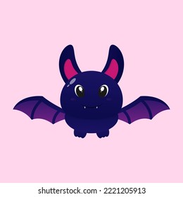 ilustración vectorial de murciélago lindo con orejas rosas