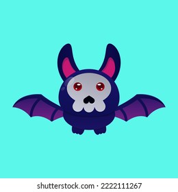 cute bat vector illustration with pink ears