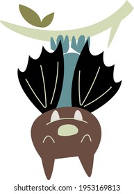 Cute bat - vector. Image in cartoon style isolated on white background. Trending style and color