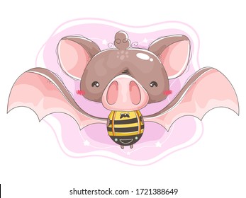 Un murciélago cortado con ropa de abeja
