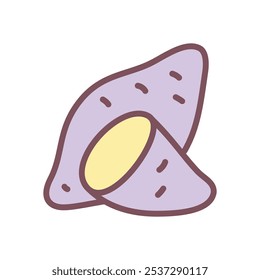 Cute batat icon. Hand drawn illustration of a sweet potato isolated on a white background. Vector 10 EPS.