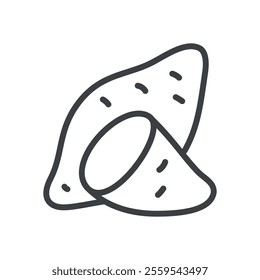 Cute batata icon. Hand drawn monochrome illustration of a sweet potato isolated on a white background. Vector 10 EPS.