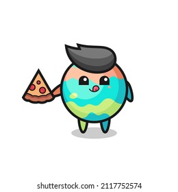 cute bath bombs cartoon eating pizza , cute style design for t shirt, sticker, logo element