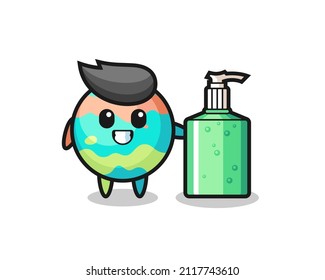 cute bath bombs cartoon with hand sanitizer , cute style design for t shirt, sticker, logo element
