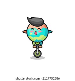The cute bath bombs character is riding a circus bike , cute style design for t shirt, sticker, logo element