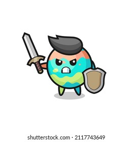 cute bath bombs soldier fighting with sword and shield , cute style design for t shirt, sticker, logo element