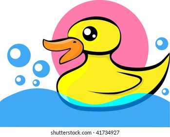 Cute bath duck toy vector illustration
