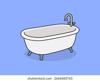 Cute Bathtub – Flat Vector Cartoon Illustration.
