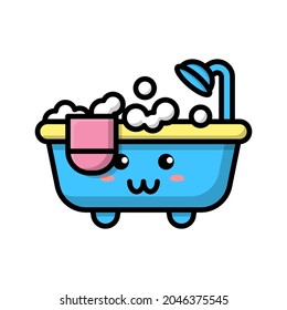 cute bathtup icon illustration vector graphic