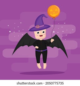 cute batman halloween character vector illustration