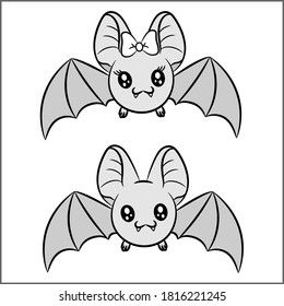 cute bats drawing for Halloween