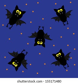 Cute bats. Happy Halloween pattern. Vector illustration