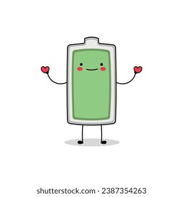 Cute battery cartoon character spreading love doodle