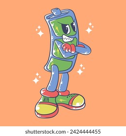 Cute Battery Cartoon Vector Illustration