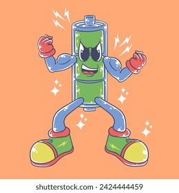 Cute Battery Cartoon Vector Illustration