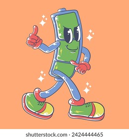 Cute Battery Cartoon Vector Illustration