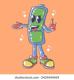 Cute Battery Cartoon Vector Illustration