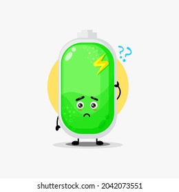 Cute battery character confused vector design