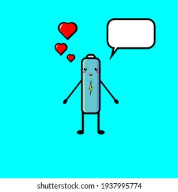The cute battery character illustration design will express love