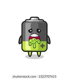 el tierno personaje de la batería con puke, diseño de estilo lindo para camiseta, pegatina, elemento logotipo