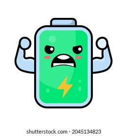 cute battery full cartoon illustration vector graphic