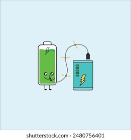 cute battery illustration vector design. Eps 10